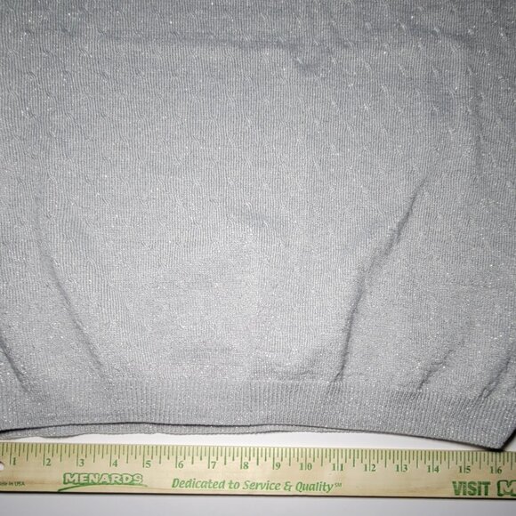 Alfred Dunner Womens Silver Sparkle Short Sleeve Sweater Blouse Size Large - Picture 7 of 12